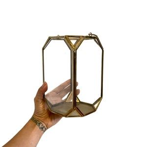 Accents - Set of 2 - Gold and Glass Lantern Vases Decor Accents - Set of 2 - Gold and Glass Lantern Vases Decor